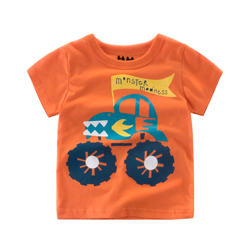 Children's Printed T-Shirt Boys Short Sleeve Round Neck Top Innerwear