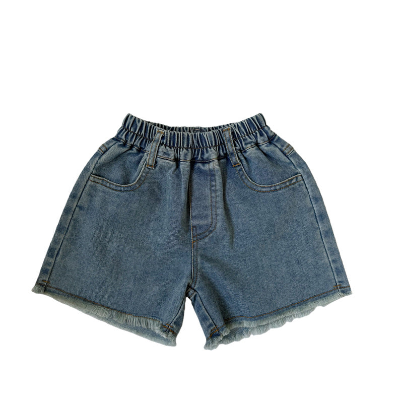 Children's frayed denim shorts