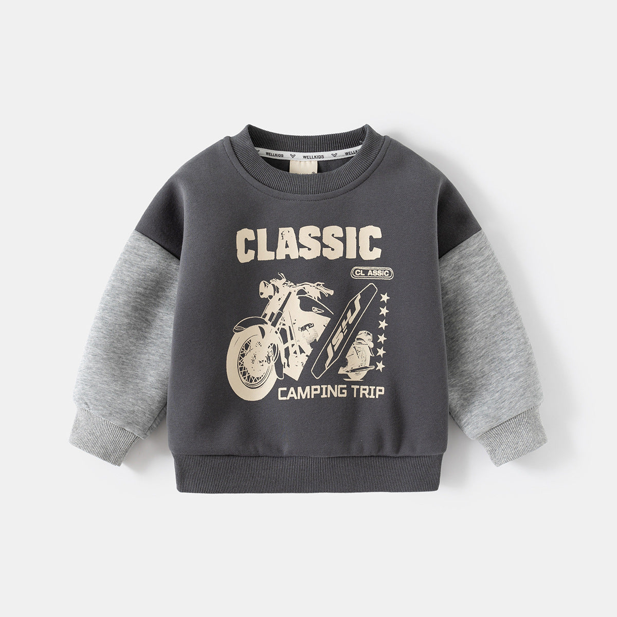 Kids' Faux Two-Piece Hoodie for Boys, Long Sleeve, Loose Fit, Spliced Sleeve Design