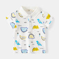 Boy's Short Sleeve Polo Shirt Fog Blue Cute Turn-down Collar Kids Short Sleeve Polo Shirt