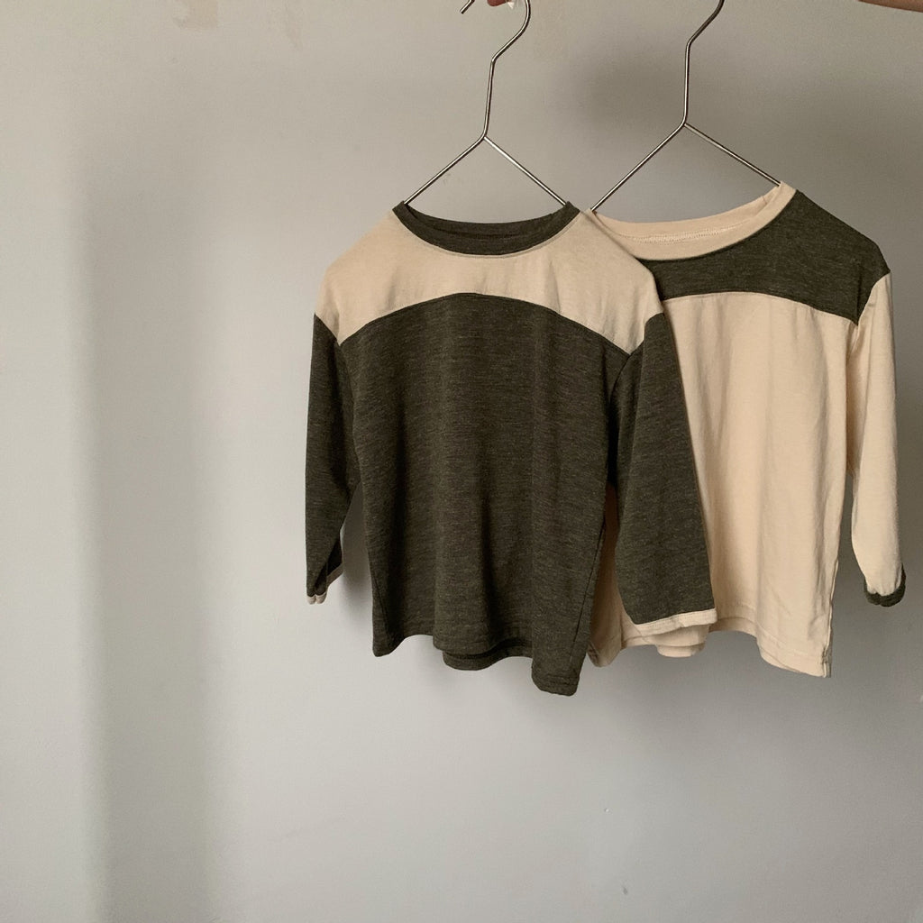 Men's and women's baby spliced round neck T-shirt