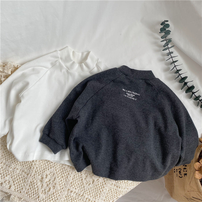 Children's back letter half high neck base shirt