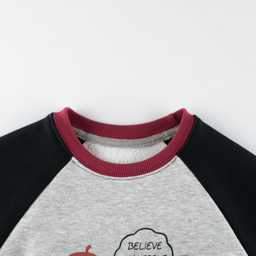 Children Round Neck Fleece Lined Baby Clothes
