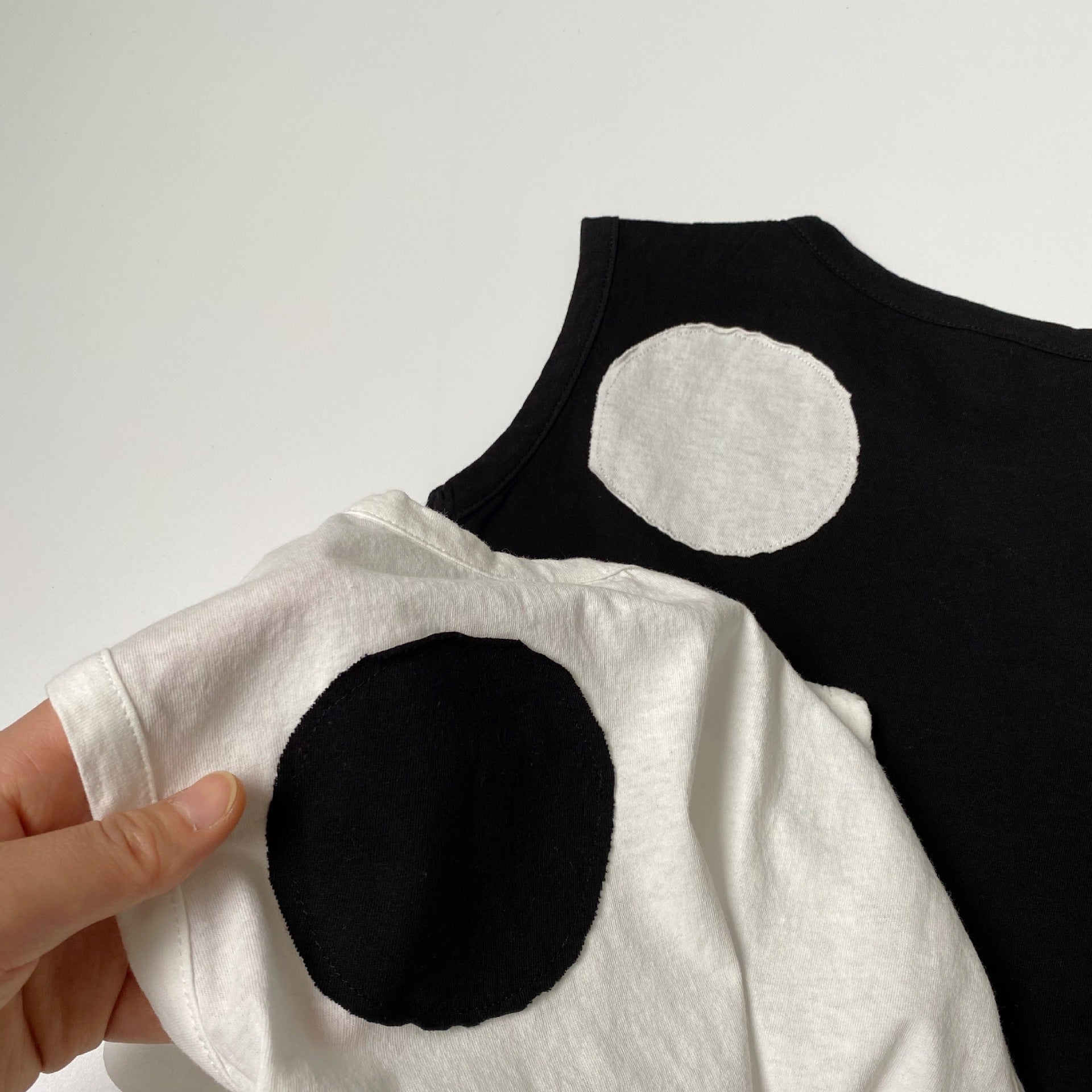 Children's cotton and linen back patch vest