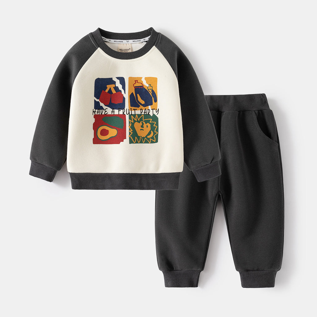 Casual Set Boys Hoodie and Sports Pants Two-Piece Suit Cartoon Pullover Outwear