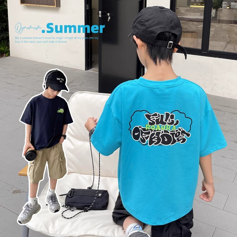 Children's Boy Short Sleeve T-ShirtTop Trendy T for Kids