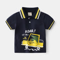 Cartoon Letter Print Short Sleeve Polo Shirt for Boys Casual Summer Style