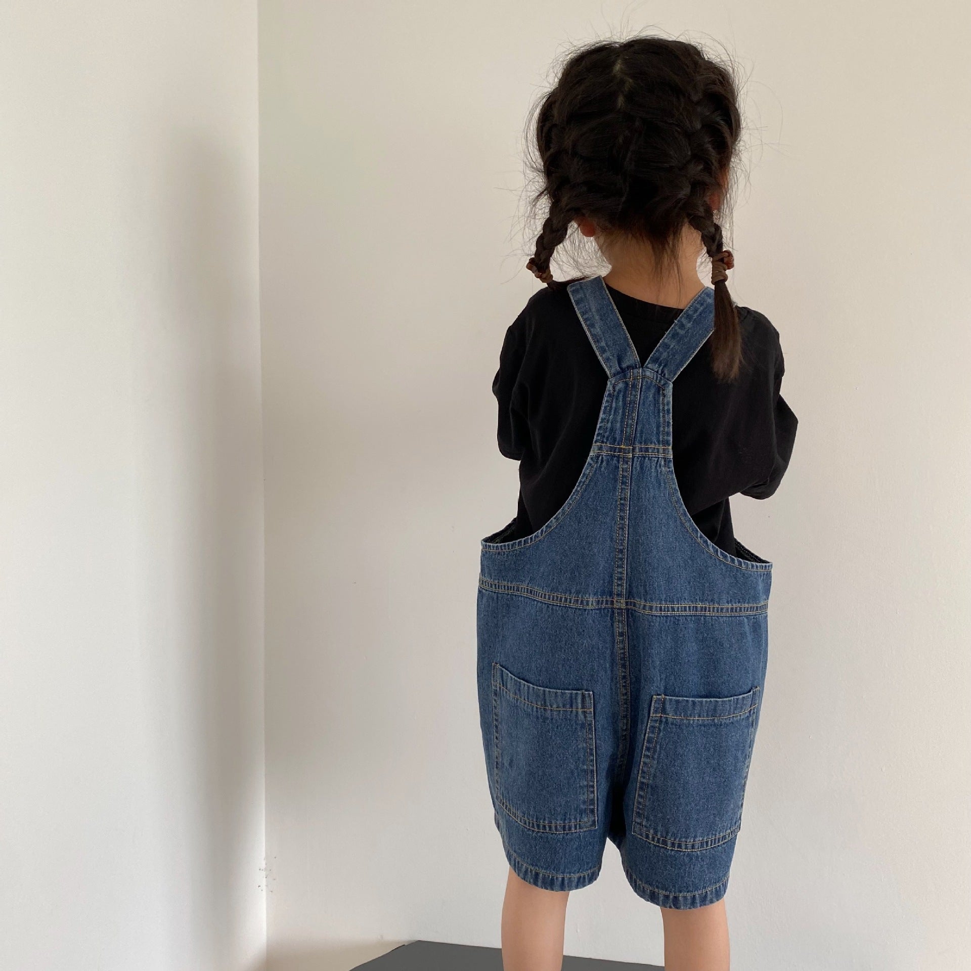 Thin denim camisole overalls
