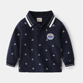 Blue and White Collar Cool Trendy Cute Daily School Boy Long Sleeve Shirt