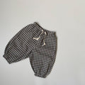Plaid lace up drawstring pants