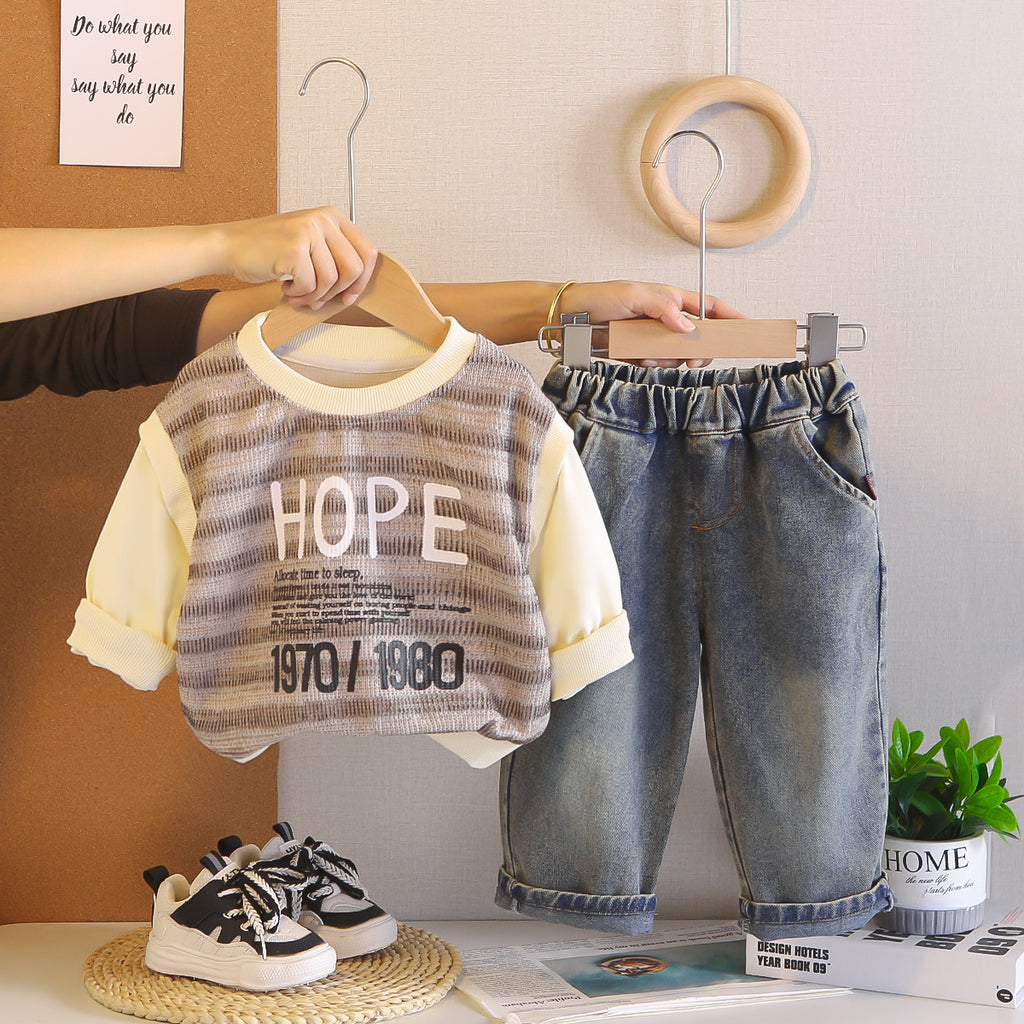 Male baby casual hoodie two-piece set children's clothing