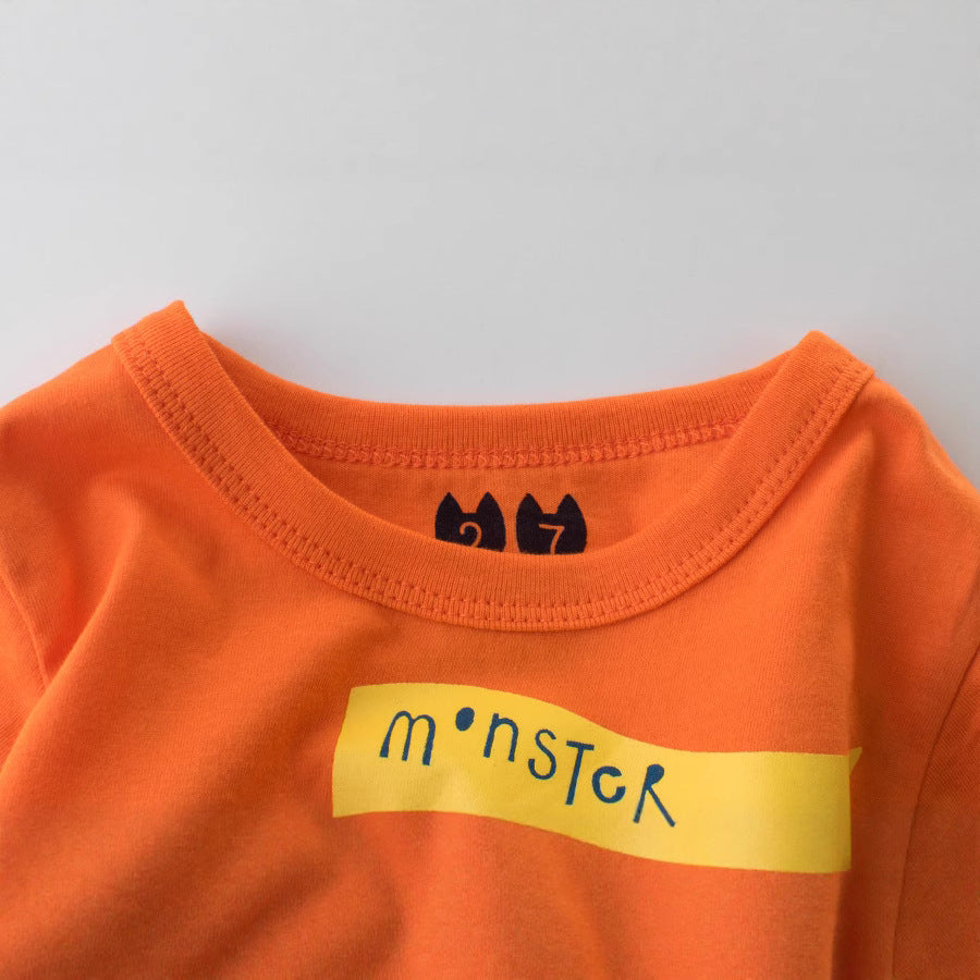 Children's Printed T-Shirt Boys Short Sleeve Round Neck Top Innerwear