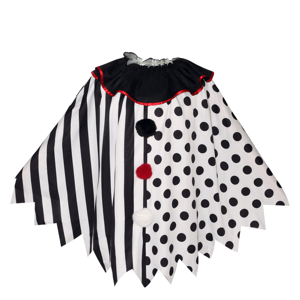 Horror Clown Cosplay Costume Halloween Women's Black and White Cape Masquerade Adult Cosplay Role Play Costume