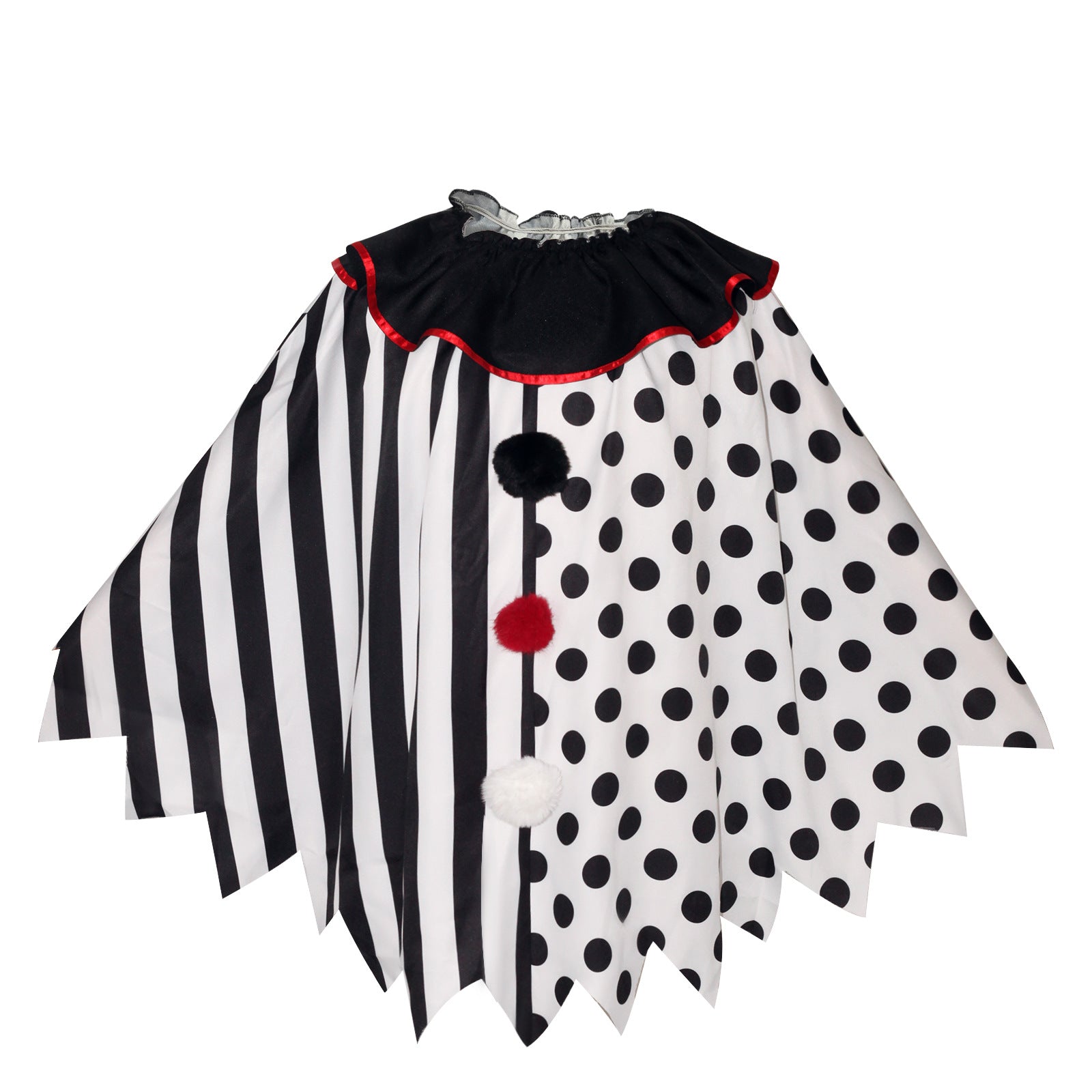 Horror Clown Cosplay Costume Halloween Women's Black and White Cape Masquerade Adult Cosplay Role Play Costume