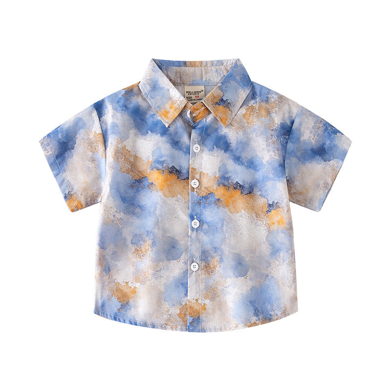 Short Sleeve Shirt  Boy's Street-Style Printed Stylish Boy's Dress Shirt Kids Clothing Wholesale