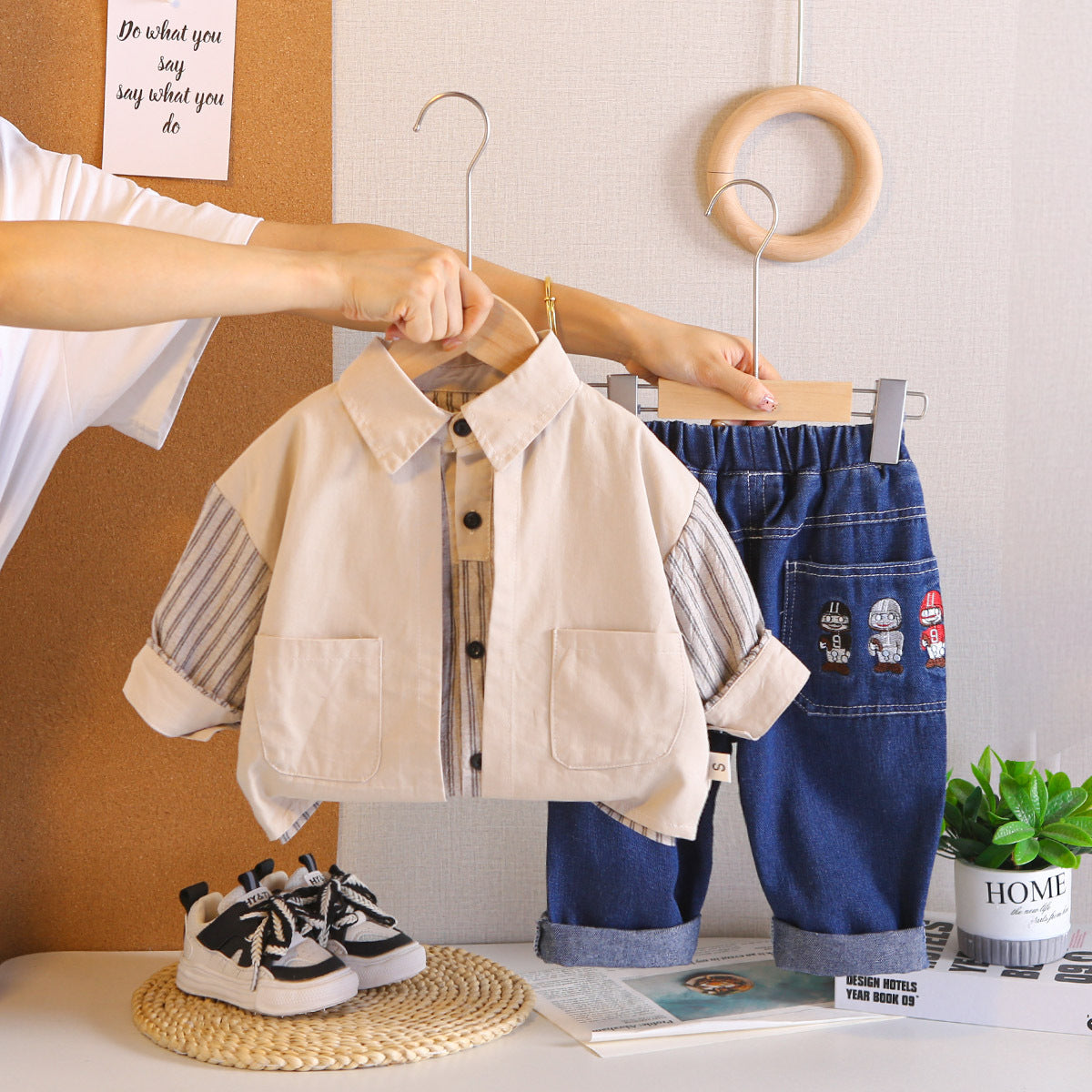 Shirt long sleeved two-piece set for baby clothes