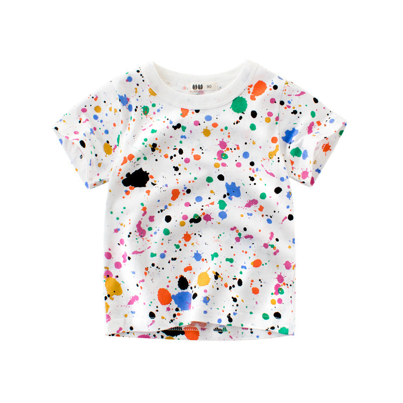 Children's Short Sleeve T-Shirt, Pure  Printed Boy's Tee, Kids Top
