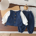 Baby girl denim vest long sleeved three piece set
