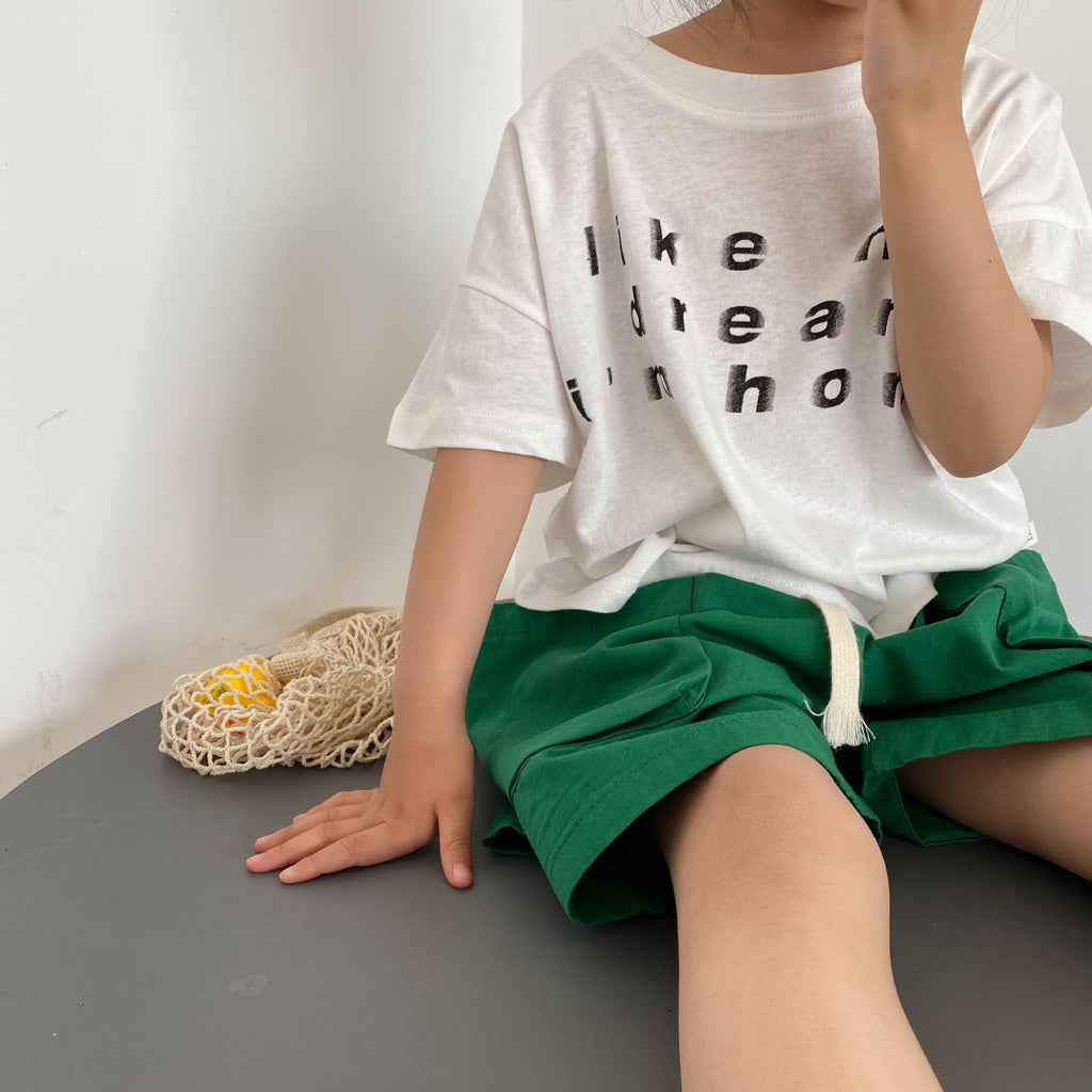 Skin friendly letter printed short sleeved T-shirt