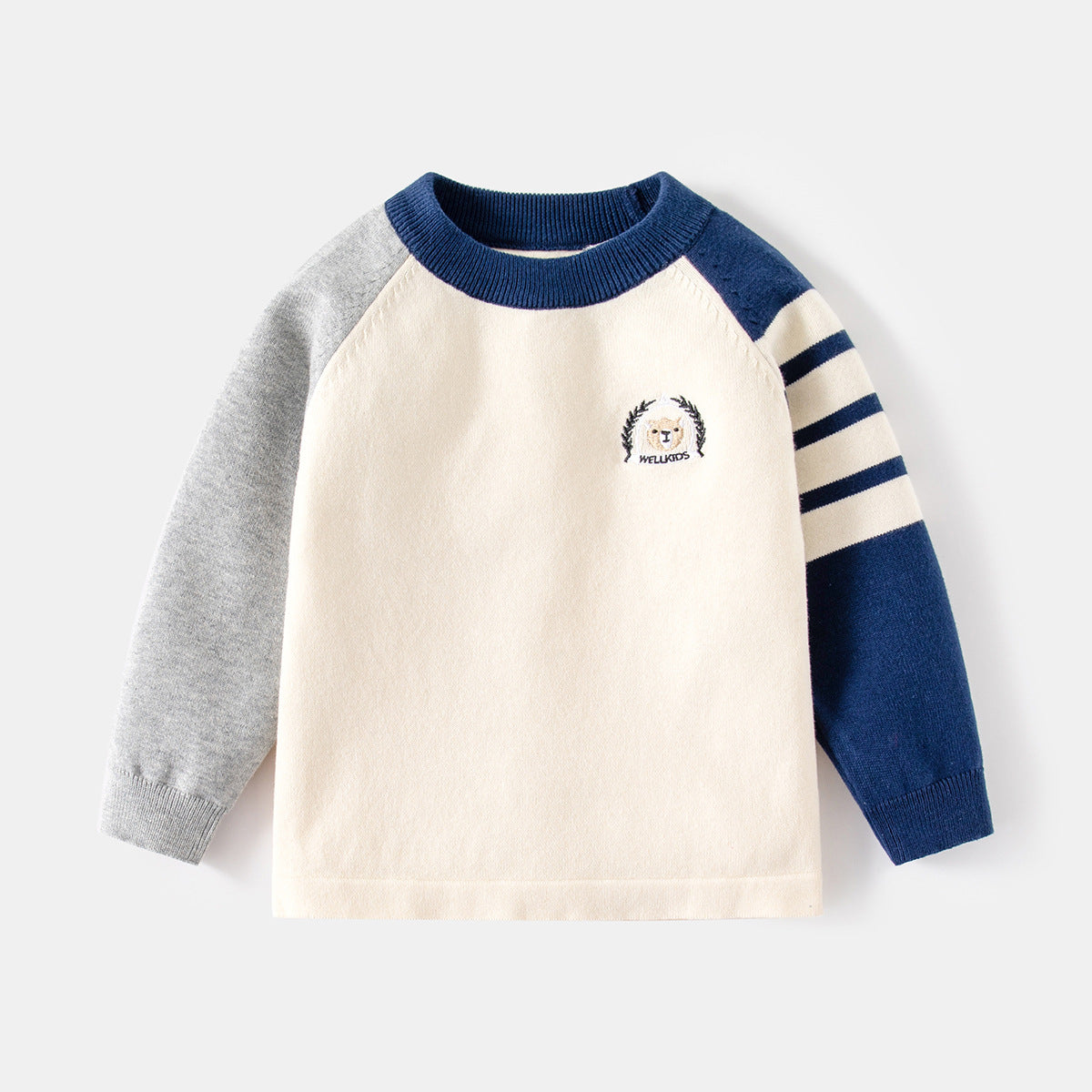 Knitted Sweater for Boys Lightweight Knitwear Color-blocked Inner Layer Top