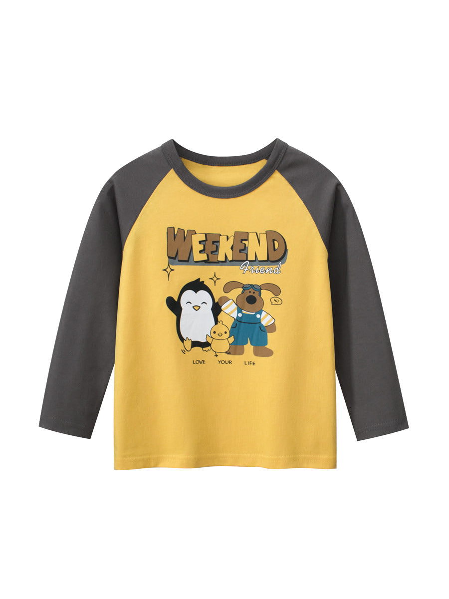 Long Sleeve T-Shirt for Boys, Casual Basic Top