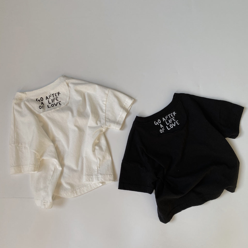 Children's back letter printed t-shirt