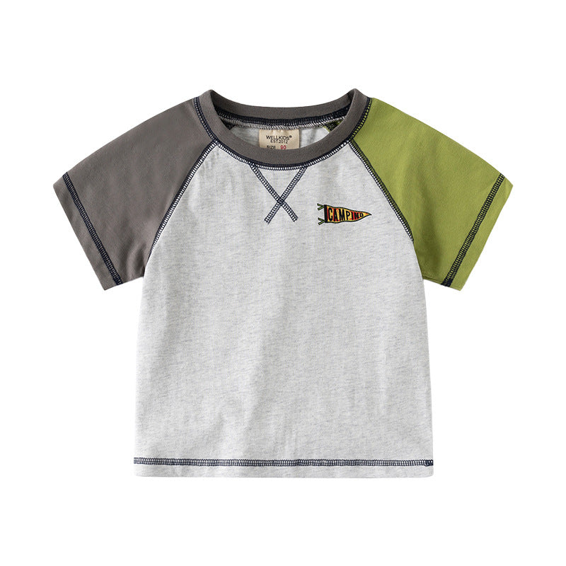Round Neck Short Sleeve T-Shirt for Boys Casual Summer Clothing