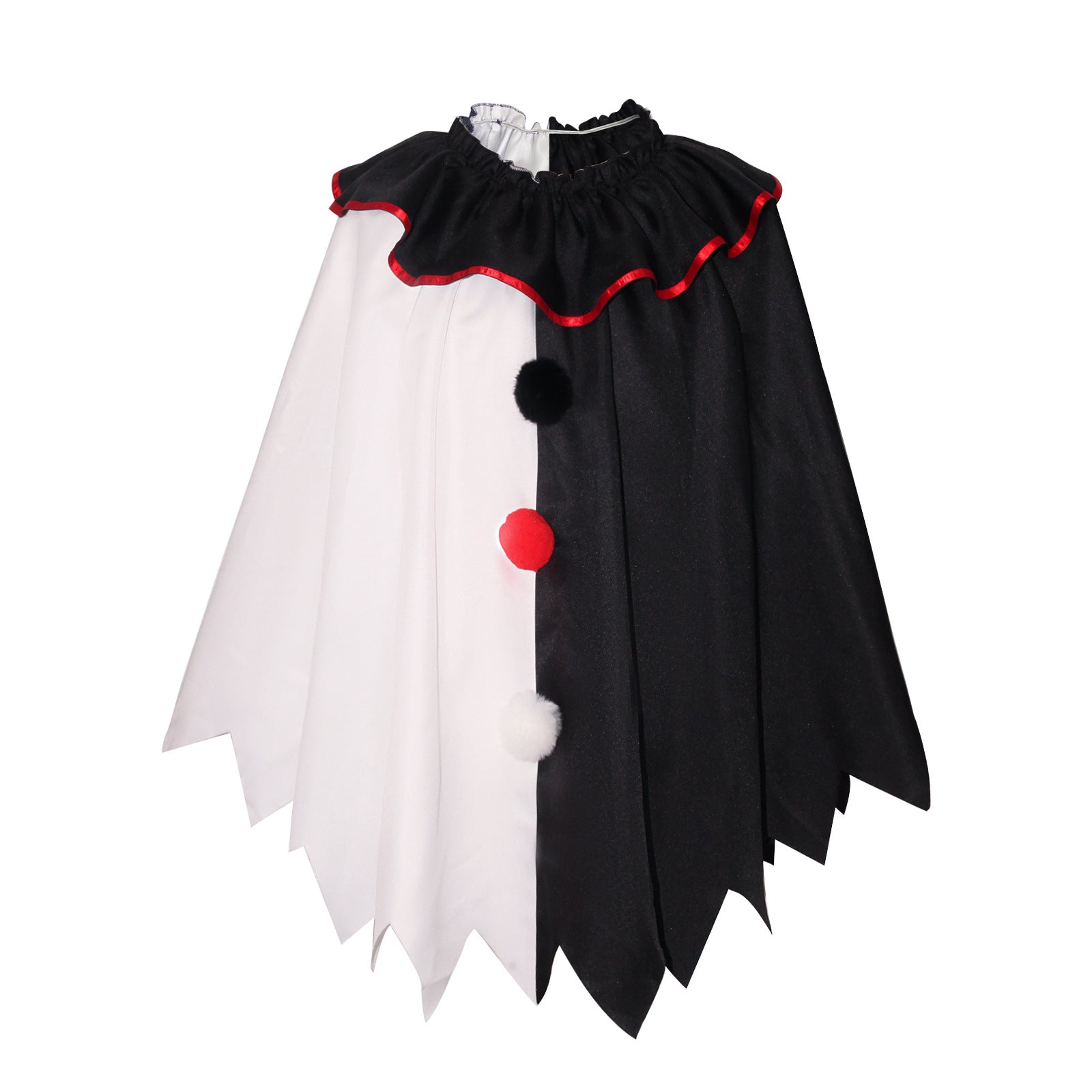 Horror Clown Cosplay Costume Halloween Women's Black and White Cape Masquerade Adult Cosplay Role Play Costume