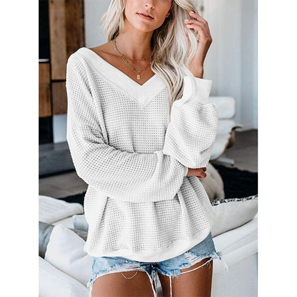 Loose V-Neck Knit Sweater with Plaid Design – Nova Finds product photo 5