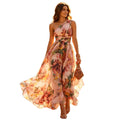 One shoulder waist cinched beach long dress