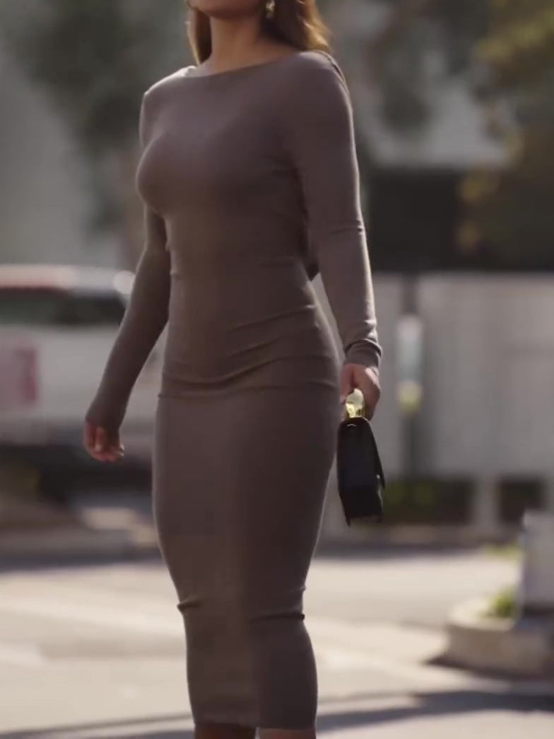 Backless Long Sleeve Bodycon Midi Dress – Nova Finds product photo 3