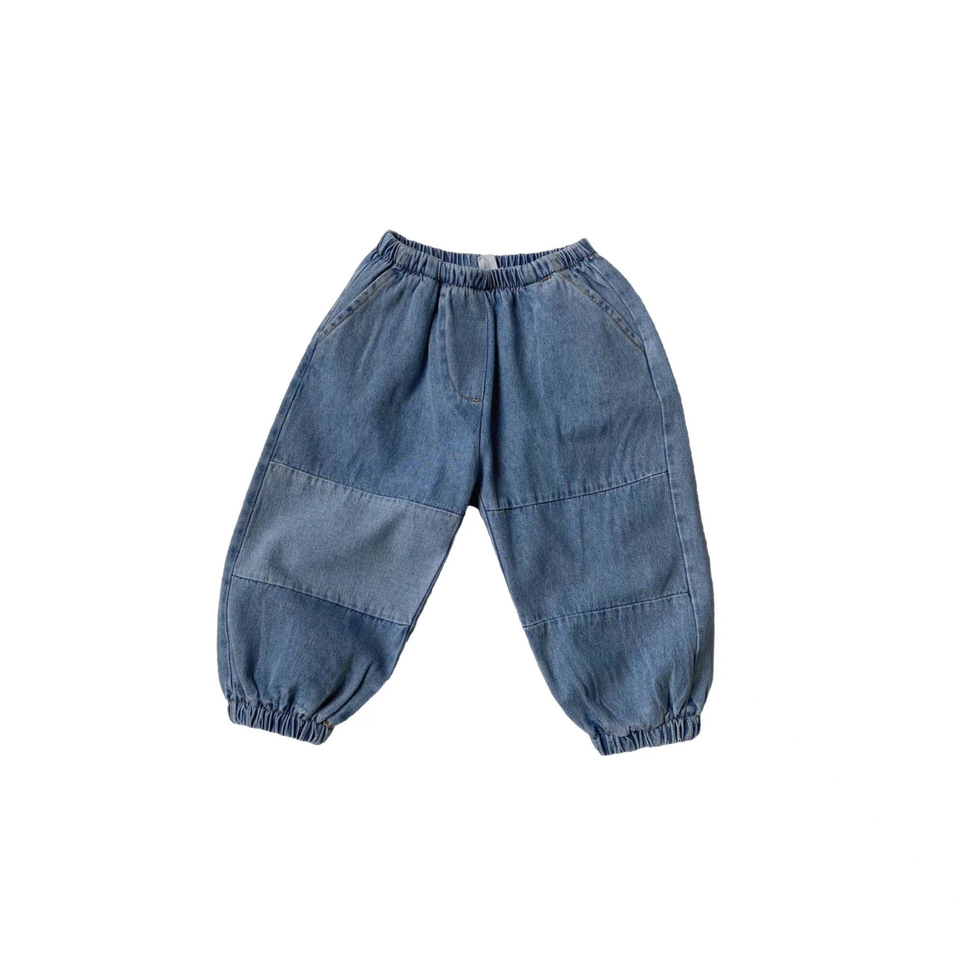 Children's patchwork drawstring jeans