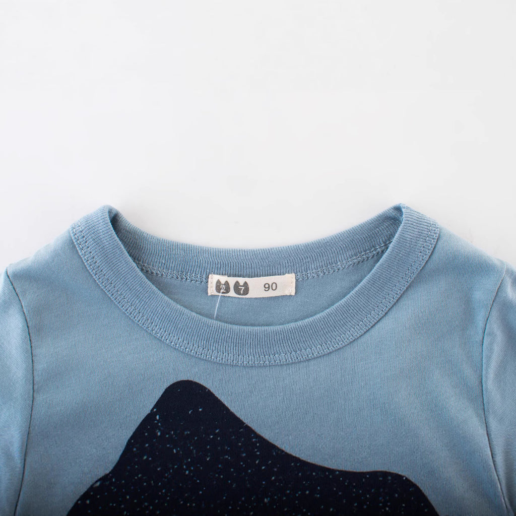 Cute Shark Cartoon Print Short Sleeve T-Shirt for Boys