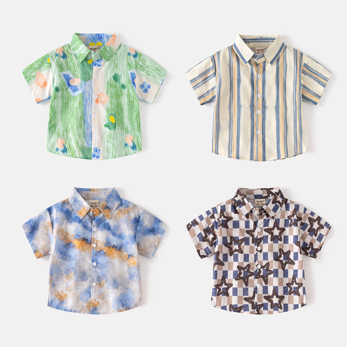 Short Sleeve Shirt  Boy's Street-Style Printed Stylish Boy's Dress Shirt Kids Clothing Wholesale