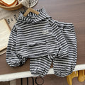 Hooded striped two-piece baby clothing set