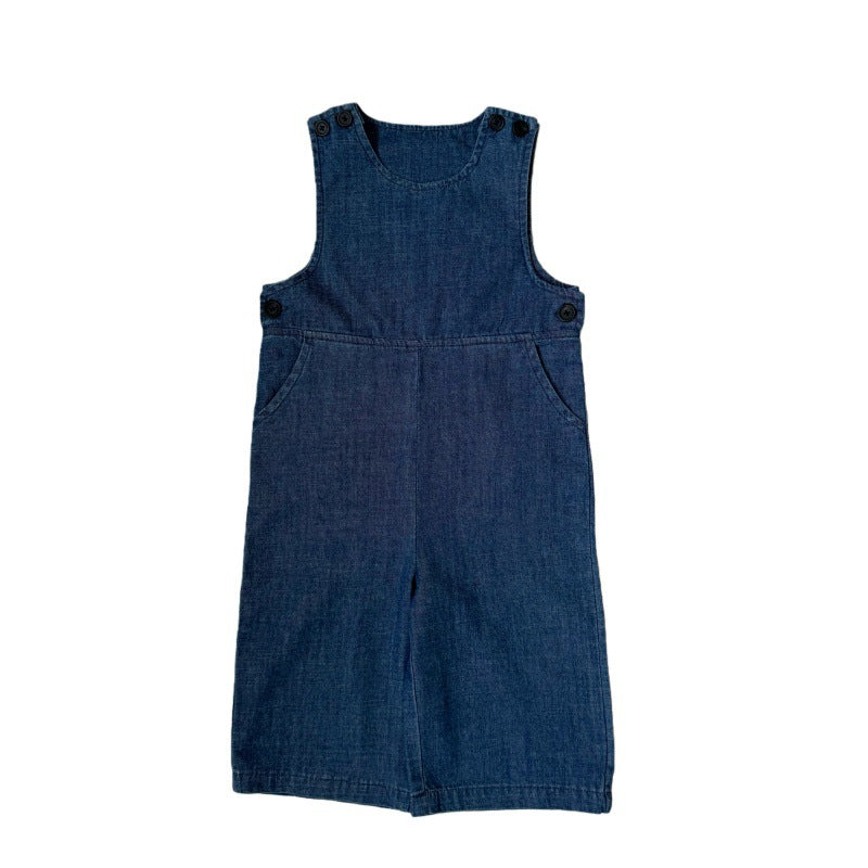 Children's sleeveless denim jumpsuit