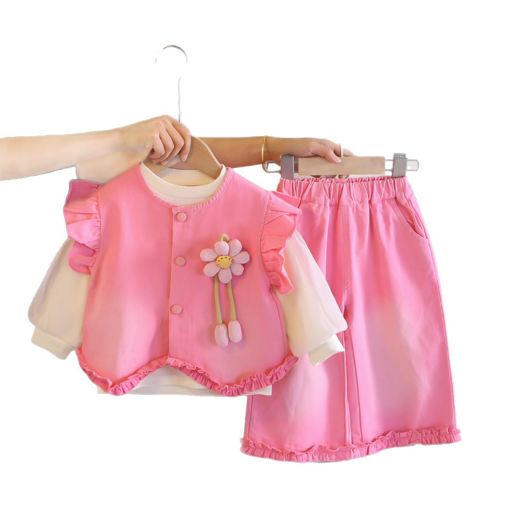 Clothing Baby Spring and Autumn Vest Long Sleeve Three Piece Set
