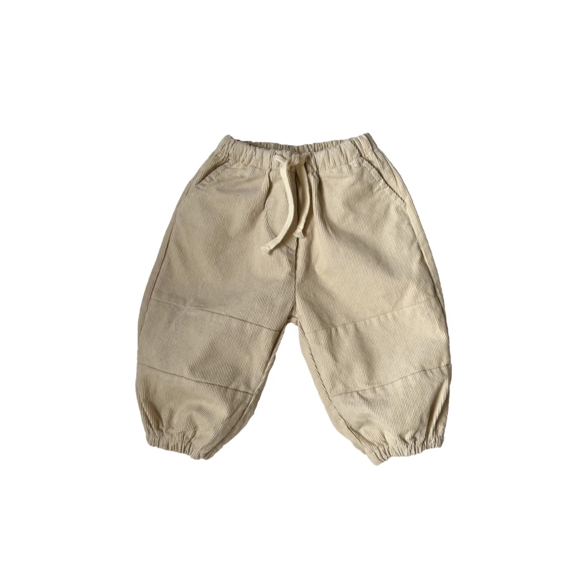 Children's drawstring corduroy sports pants