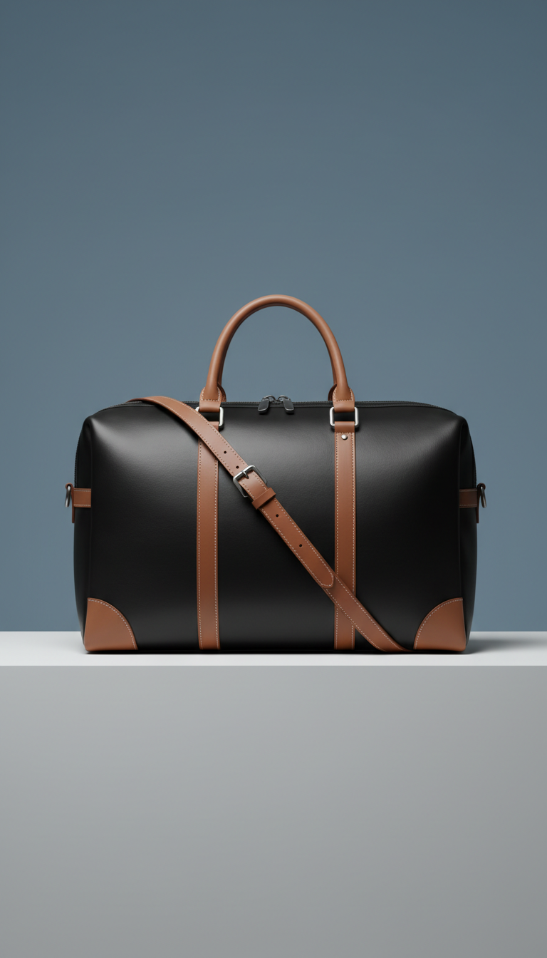 Leather Weekender Bag with Structured Base