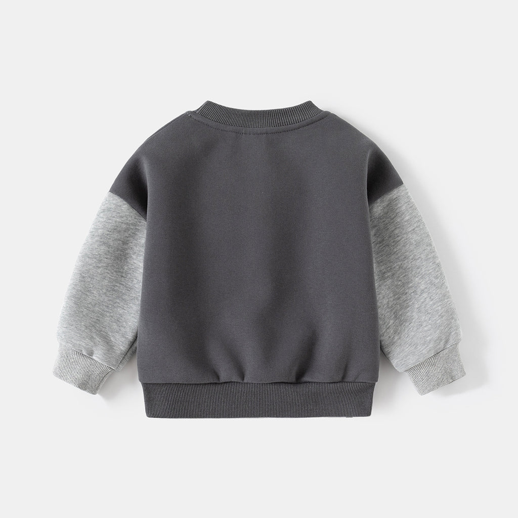 Kids' Faux Two-Piece Hoodie for Boys, Long Sleeve, Loose Fit, Spliced Sleeve Design