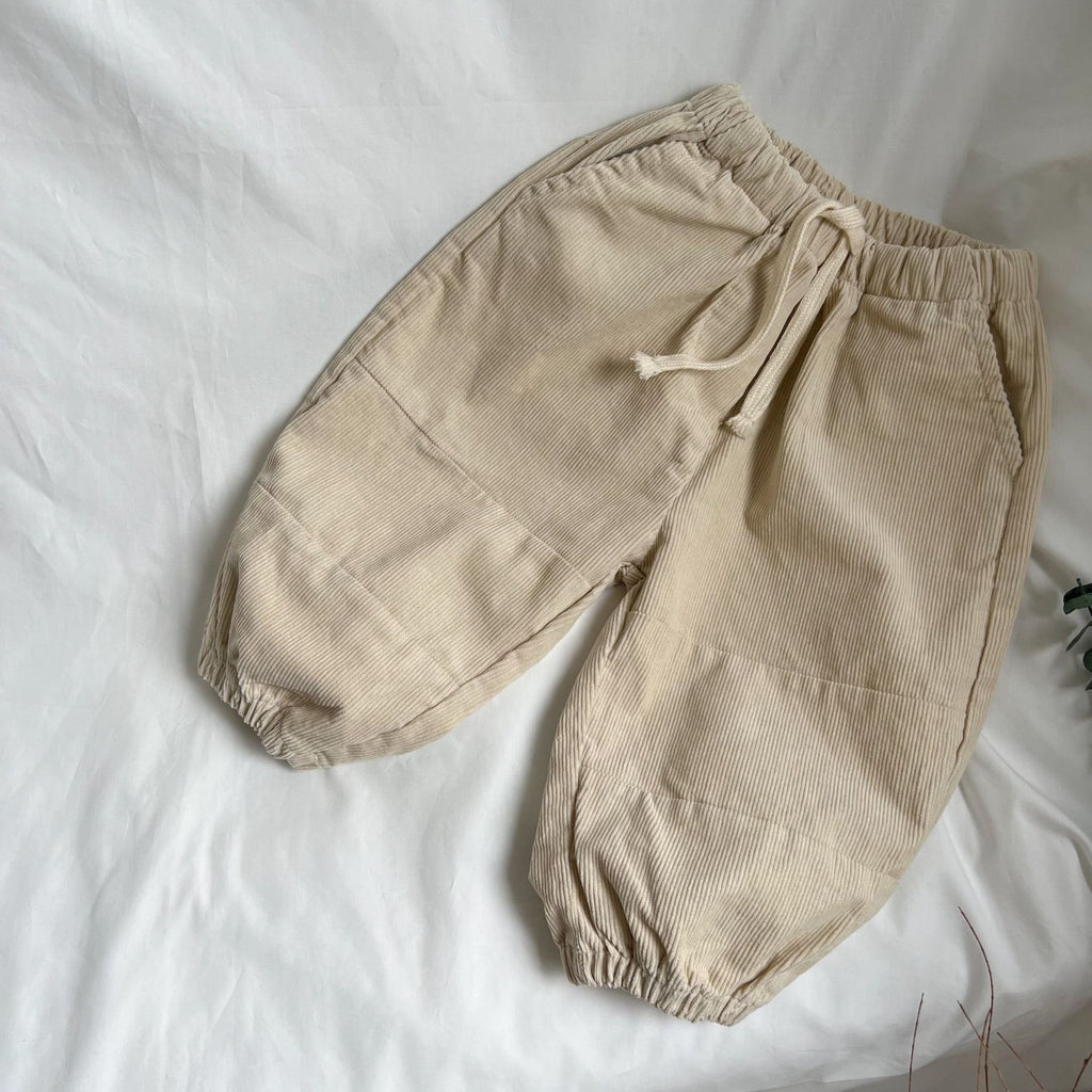 Children's drawstring corduroy sports pants