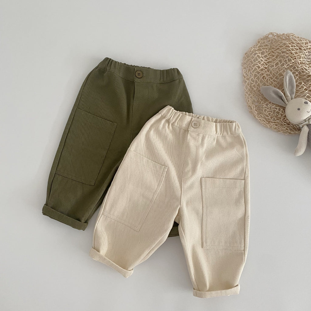 Washed single button workwear pants