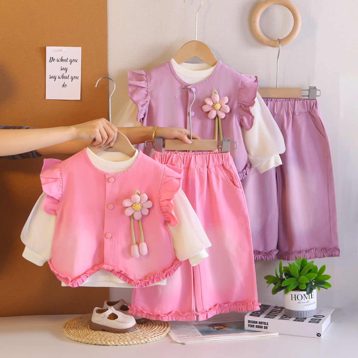 Clothing Baby Spring and Autumn Vest Long Sleeve Three Piece Set