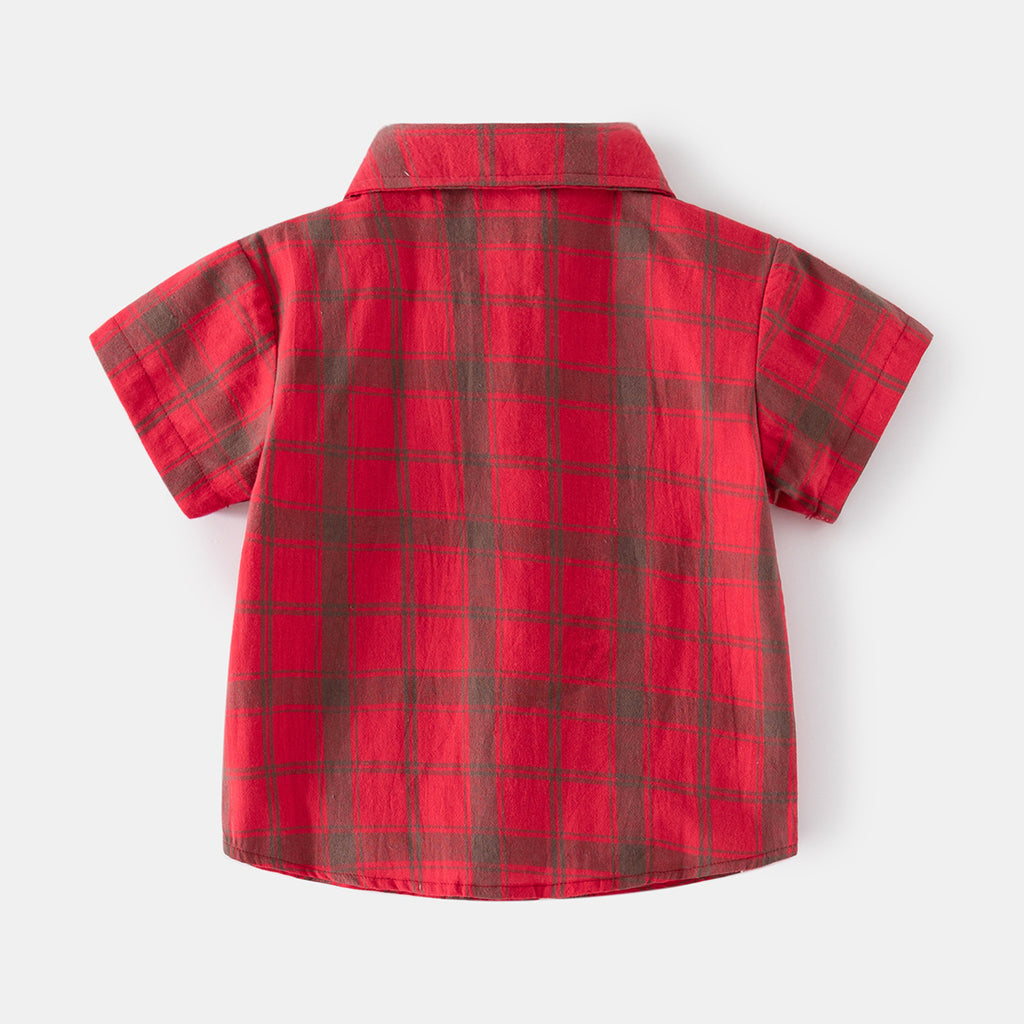 Short Sleeve Shirt for Kids, Soft and Skin-Friendly Casual Flip Collar