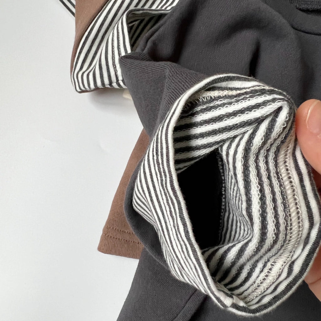 Children's striped cuffs color blocked hoodie