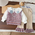 Baby striped vest long sleeved three piece set for children