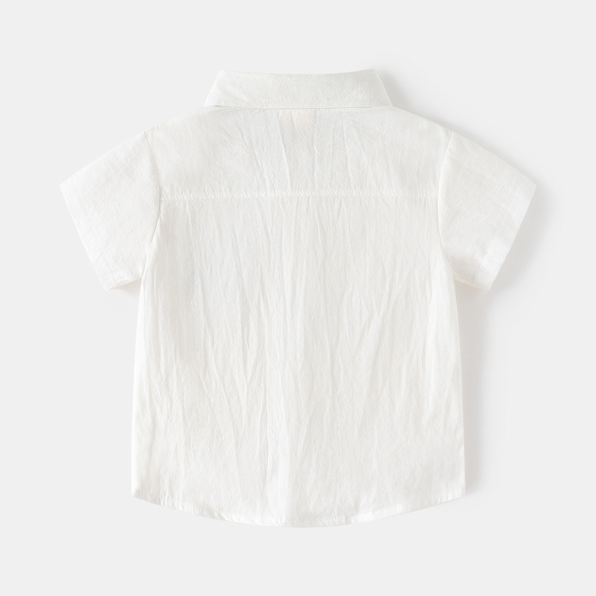 Short Sleeve Shirt Korean Style Children's Embroidered Dress Shirt Baby Turn-down Collar Solid Color Top