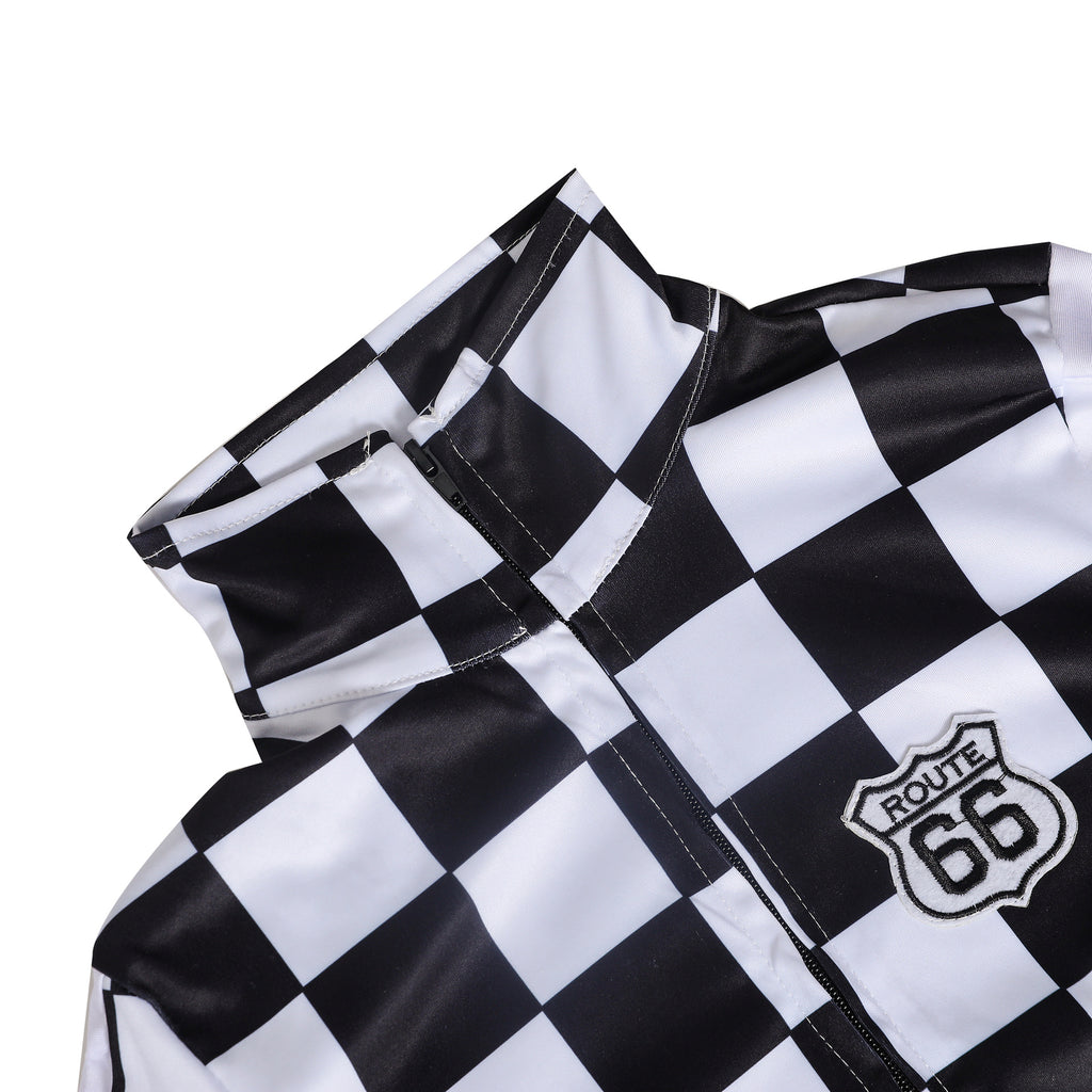 New Halloween Cheerleading Uniform Checkered Motorcycle Uniform Nightclub DS Uniform Female Pole Dance Hot Dance Uniform Racing Uniform