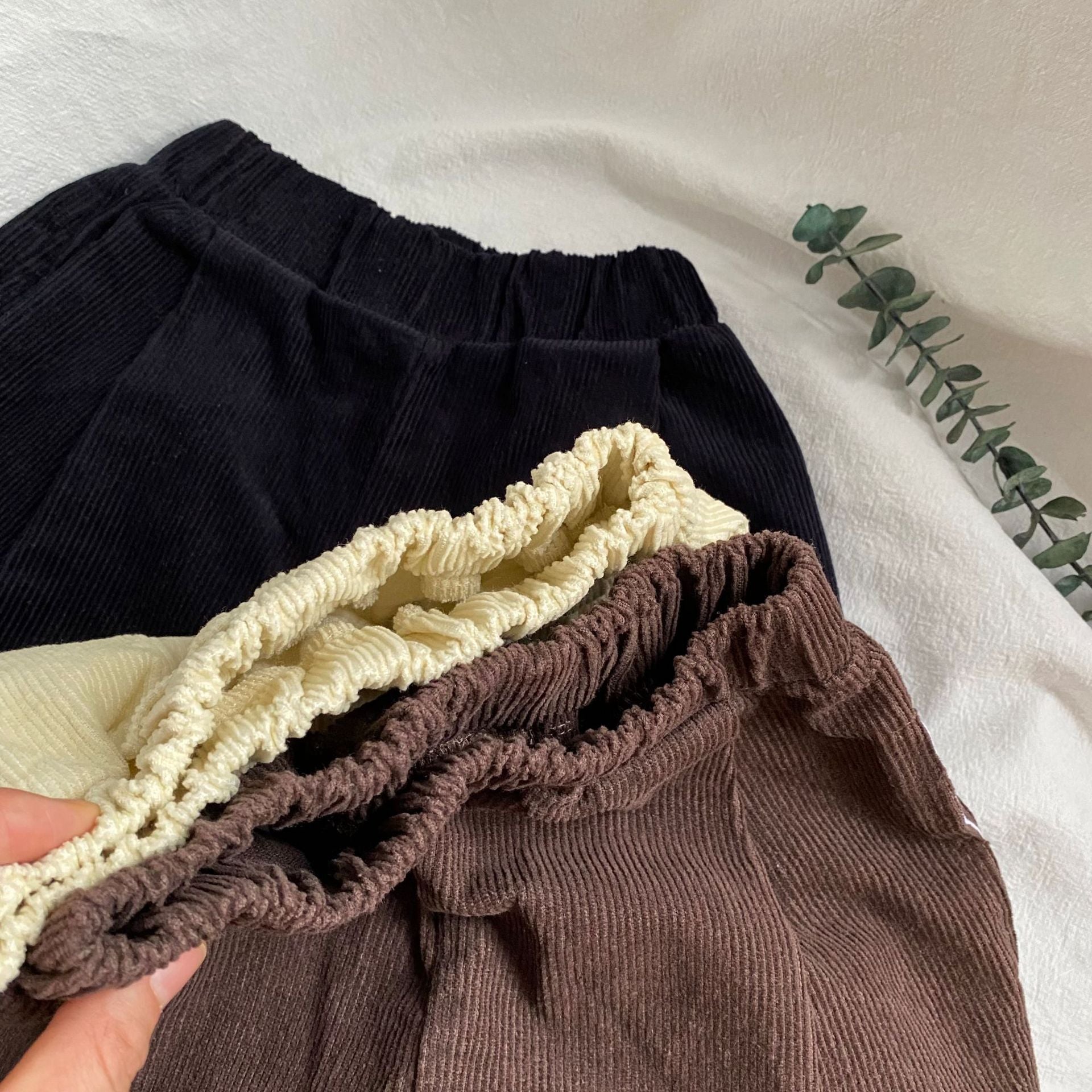 Solid color light core velvet pants