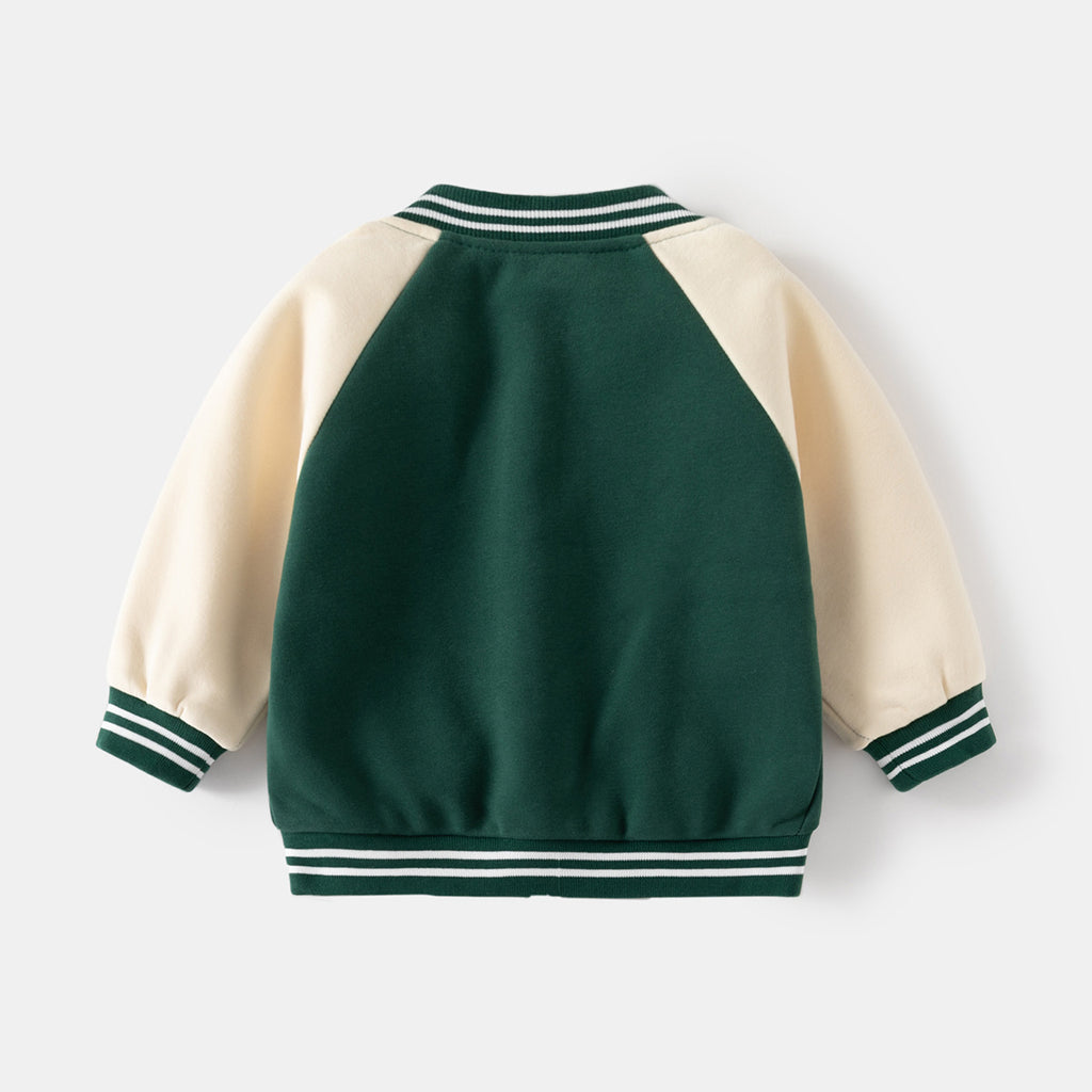 Boy's Fleece-Lined Baseball  Kids Outerwear Boy Fall Top Wholesale
